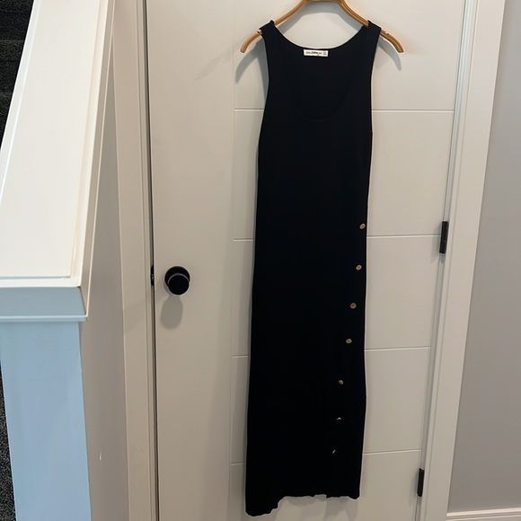 Zara back long dress with slits and gold accents size small - Picture 2 of 10